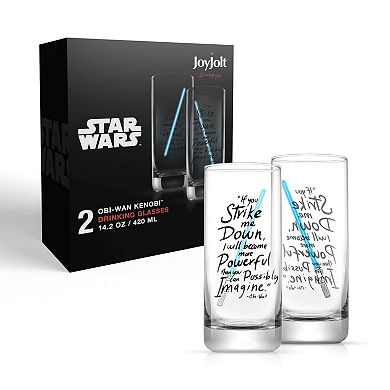 JoyJolt Star Wars Obi-Wan Kenobi Lightsaber Collection 14.2-oz.Tall Drinking Glass