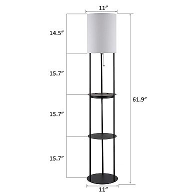 Nextop Bundle of 2 63 Inch Round Floor Lamps W/ Shelves, USB Ports and AC outlet Corner Lamp W/ LED Grow Light