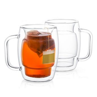JoyJolt 2 pc Double Walled Glass Mug Set