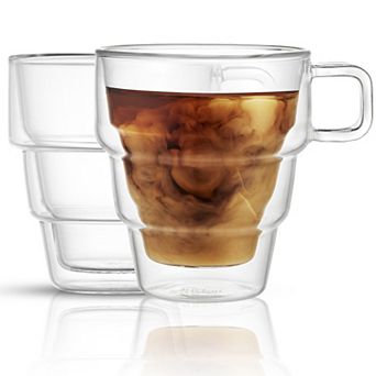 JoyJolt 2 pc Double Walled Glass Mug Set