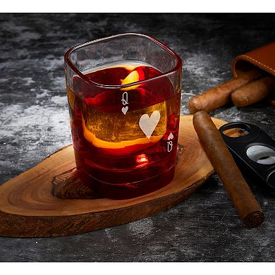 JoyJolt Poker Queen of Hearts Whiskey Gift Set