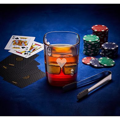 JoyJolt Poker Queen of Hearts Whiskey Gift Set