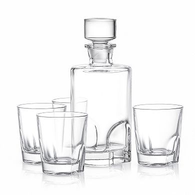 JoyJolt Carina Whiskey 5-Piece Crystal Decanter Set