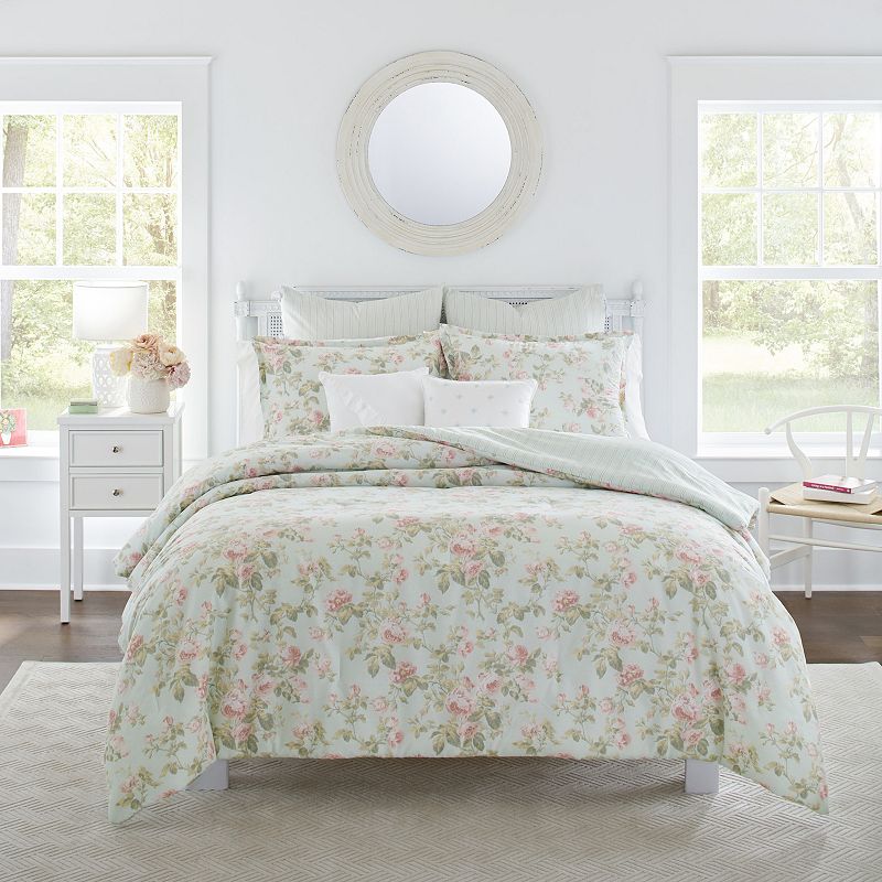 71679145 Laura Ashley Madelynn 7-piece Duvet Cover Set, Blu sku 71679145