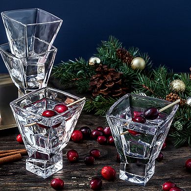 JoyJolt Carre Square Heavy Base Crystal Martini 8-oz. 4-pc. Glass Set