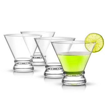 JoyJolt Carre Square Heavy Base Crystal Martini 8-oz. 4 pc Glass Set