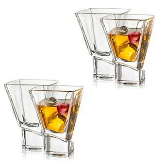 JoyJolt Carre Square Heavy Base Crystal Martini 8-oz. 4 pc Glass Set
