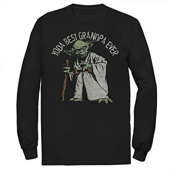 Men's Star Wars Yoda Best Grandpa Ever Portrait Long Sleeve Tee