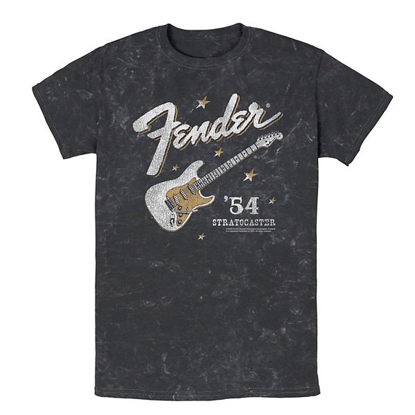 Official Fender Distressed Guitar Logo T-Shirt - Black, Unisex, New With Tags