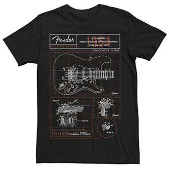 Men's Fender Electric Guitar Schematic Graphic Tee