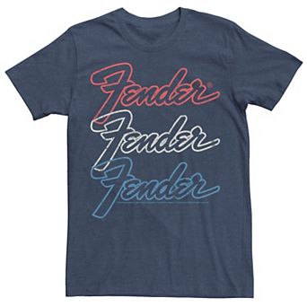 Men's Fender Red White And Blue Logo Stack Graphic Tee