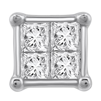 Yours and Mined 10k White Gold 1/10 Carat T.W. Diamond Princess Cut Stud Earrings