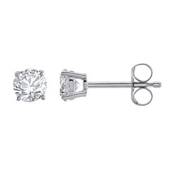 Yours and Mined 14k White Gold 1/2 Carat T.W. Diamond Round Cut IGI Certified Stud Earrings