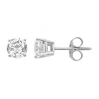Yours and Mined 14k White Gold 1 Carat T.W. Diamond Round Cut IGI Certified Stud Earrings