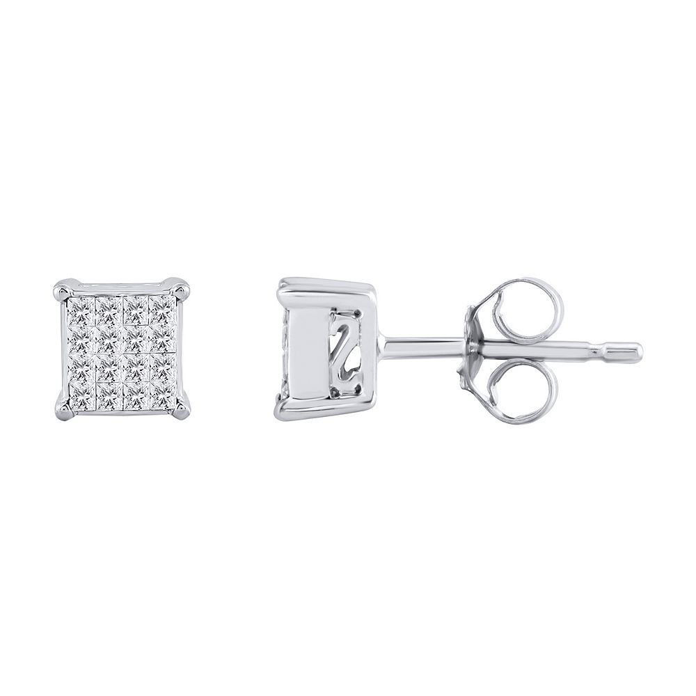 Yours and Mined 10k White Gold 1/3 Carat T.W. Diamond Princess Cut