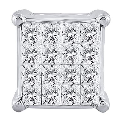 Yours and Mined 10k White Gold 1/3 Carat T.W. Diamond Princess Cut Quad Stud Earrings