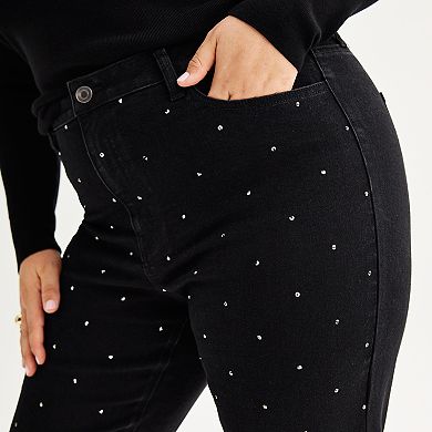 Plus Size INTEMPO™ Rhinestone Slim-Straight Jeans