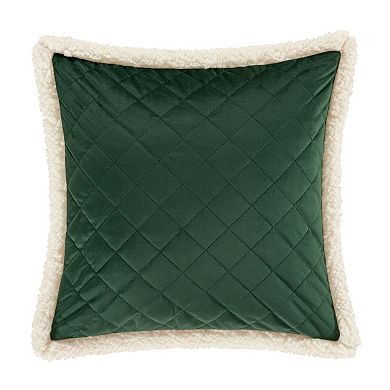 Five Queens Court Cozy Evergreen 18" Square Quilted Decorative Throw Pillow