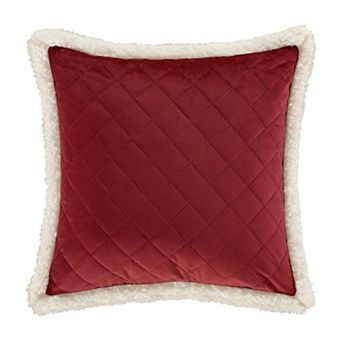 Five Queens Court Cozy Crimson 18" Square Quilted Decorative Throw Pillow
