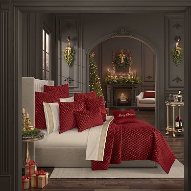 Five Queens Court Gabriel Evergreen Quilted Boudoir Decorative Throw Pillow