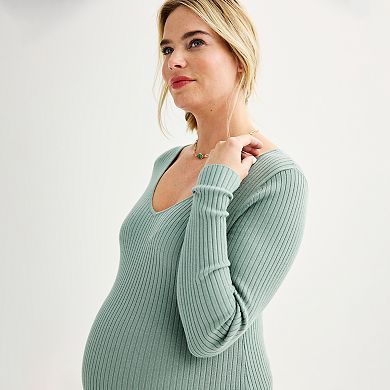 Maternity Sonoma Goods For Life® Long Sleeve V-Neck Sweater Dress 