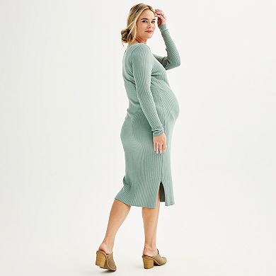 Maternity Sonoma Goods For Life® Long Sleeve V-Neck Sweater Dress 