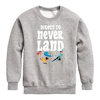 Disney's Peter Pan Boys 8-20 "Direct To Never Land" Crew Fleece Sweatshirt