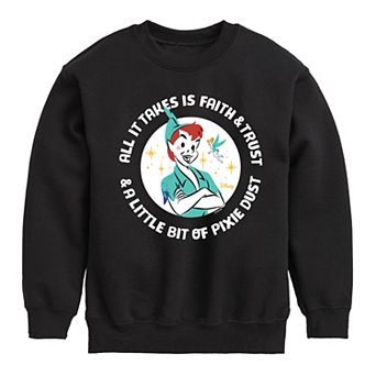 Disney's Peter Pan & Tinker Bell Boys 8-20 "All You Need Is Faith & Trust & Pixie Dust" Crew Fleece Sweatshirt