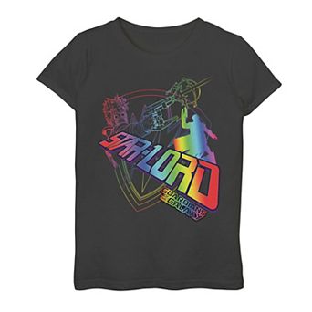 Girls 6-20 Marvel Star-Lord Guardians of Galaxy Rainbow Logo Graphic Tee