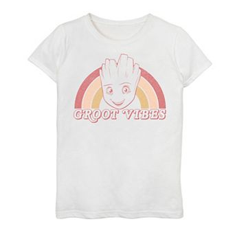 Girls Guardians of the Galaxy Classic Let's Groot Rainbow Colors Graphic Tee
