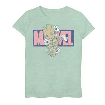 Girls 7-16 Marvel Guardians Of The Galaxy Groot Running Floral Graphic Tee