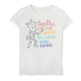 Girls Guardians Of The Galaxy Groot Together We Will Change The World Graphic Tee