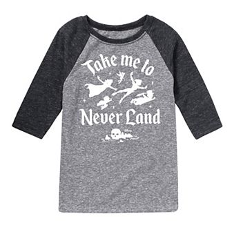Disney's Peter Pan Boys 8-20 Take Me To Never Land Raglan Tee