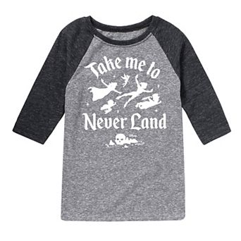Disney's Peter Pan Boys 8-20 Take Me To Never Land Raglan Tee