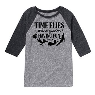 Disney's Peter Pan Boys 8-20 Time Flies When You're Having Fun Raglan Tee