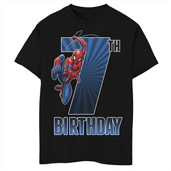 Boys 8-20 Marvel Spider-Man Swinging 7th Birthday Tee