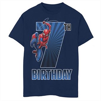 Boys 8-20 Marvel Spider-Man Swinging 7th Birthday Tee