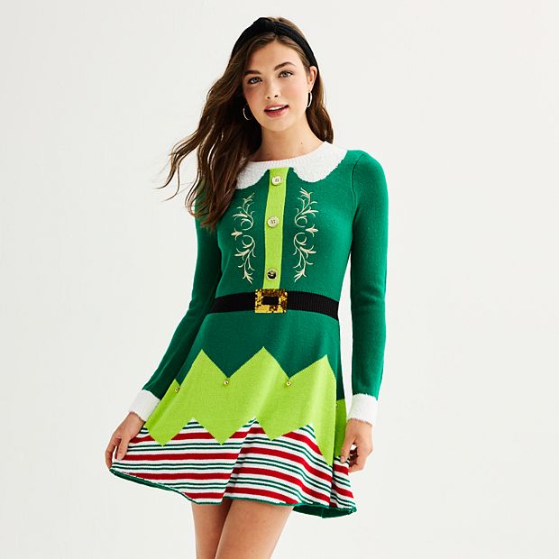 Juniors Born Famous Elf Sweater Dress