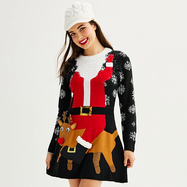 Juniors' Born Famous Santa Claus Sweater Dress