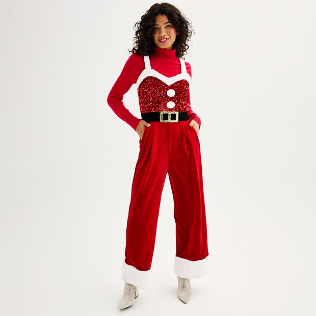 Juniors' Born Famous Mrs. Claus Jumpsuit