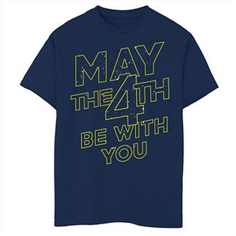 Boys 8-20 Husky Star Wars May The 4th Be With You Galaxy Fill Text Graphic Tee