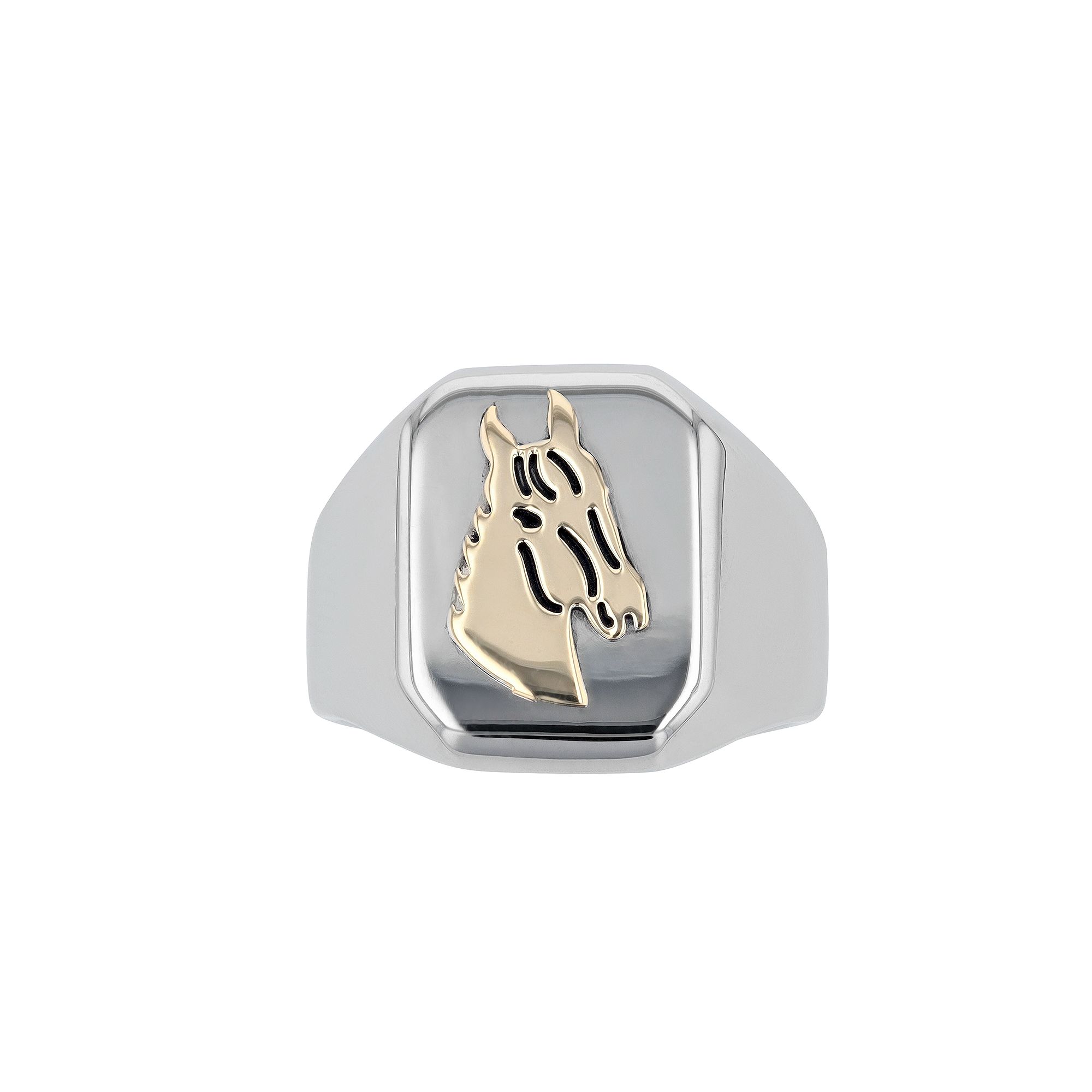 Mens Kristen Kesho 14k Gold Over Steel Horse Signet Ring, Size: 9, Stainle