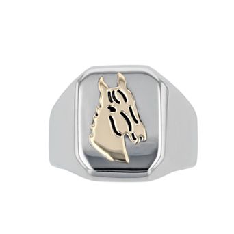 Men's Kristen Kesho 14k Gold Over Steel Horse Signet Ring