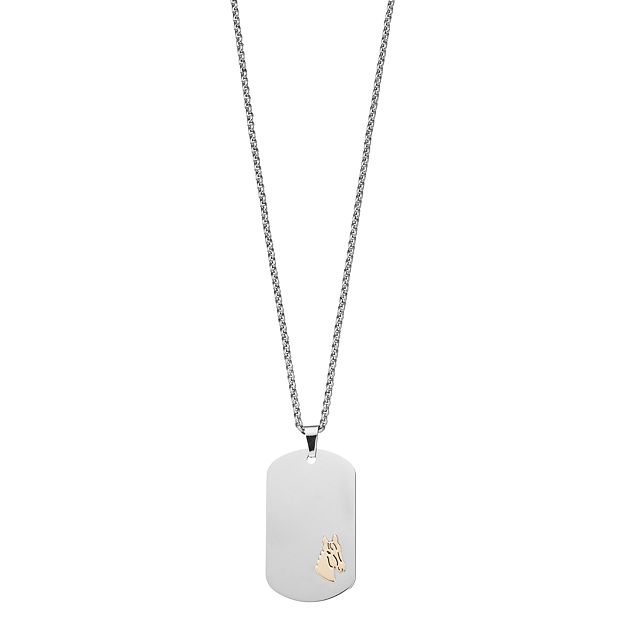 Kristen Kesho 14K Gold Horse on Stainless Steel Dog Tag Pendant Necklace