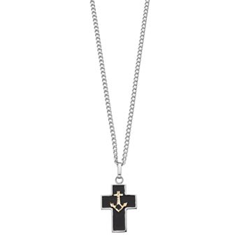 Men's Kristen Kesho 14k Gold & Stainless Steel Enameled Anchor Cross Pendant Necklace