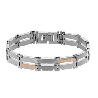 Men's Kristen Kesho 14k Gold Over Steel Woven Bar Link Bracelet