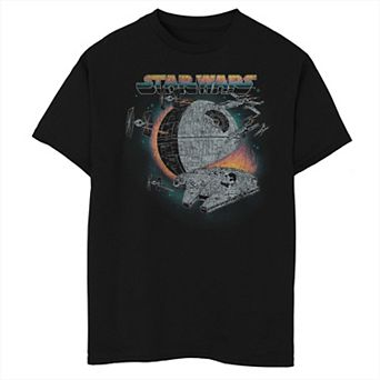 Boys 8-20 Husky Star Wars Death Star Retro Style Distressed Graphic Tee