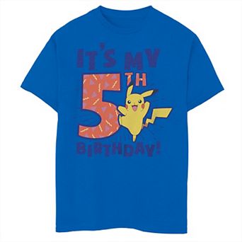 Boys 6-20 Pokemon Pikachu It's My 5th Birthday Tee