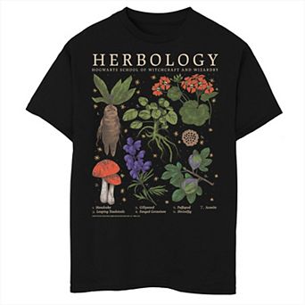 Boys Harry Potter Herbology Herb Reference Grid Graphic Tee