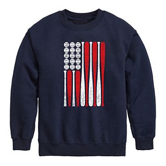 Boys 8-20 Americana Baseball Flag Crew Fleece Sweatshirt